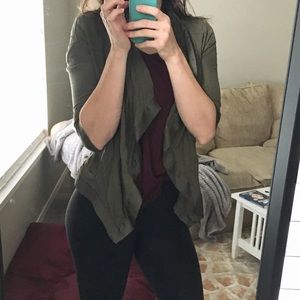 Army Green Flowy Cardigan
